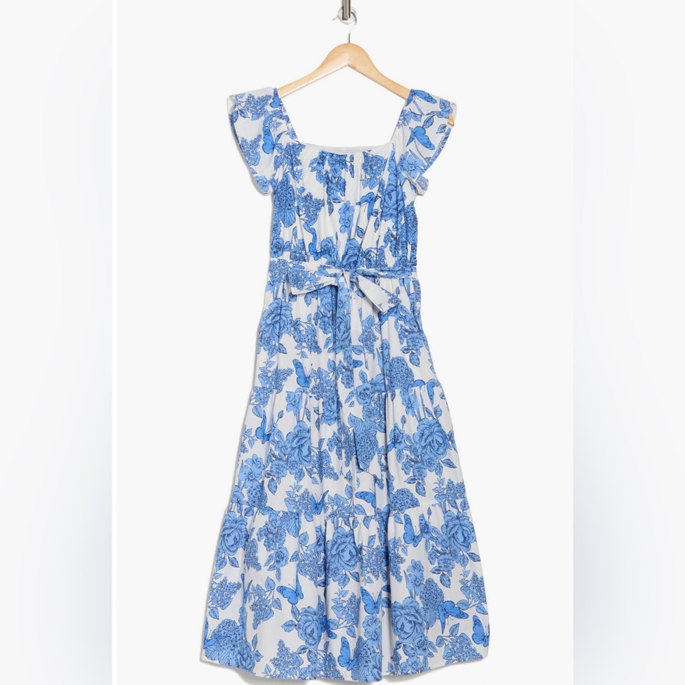 NWT Eliza J Tulip Ruffle Sleeve Midi Dress Size 14